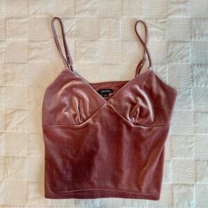 Velvet Tank Top in Dusty Rose Bust Detailing